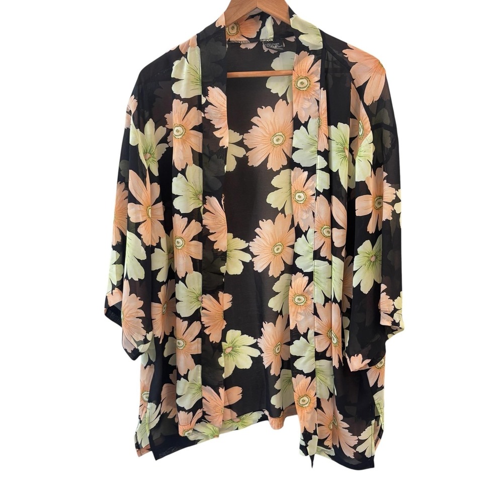 Magic Scarf Floral Kimono Top Womens One Size Chiffon Coastal Beach Cottage